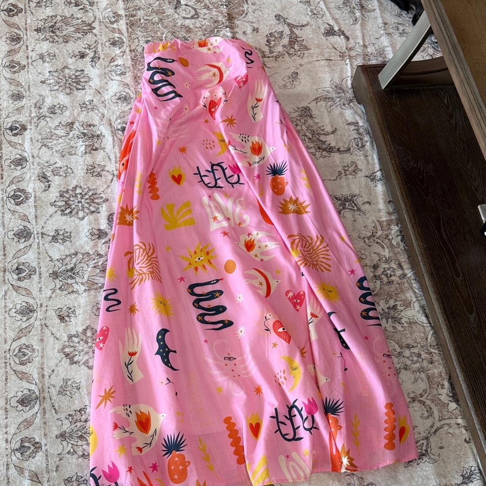 Strapless Pink Patterned Dress